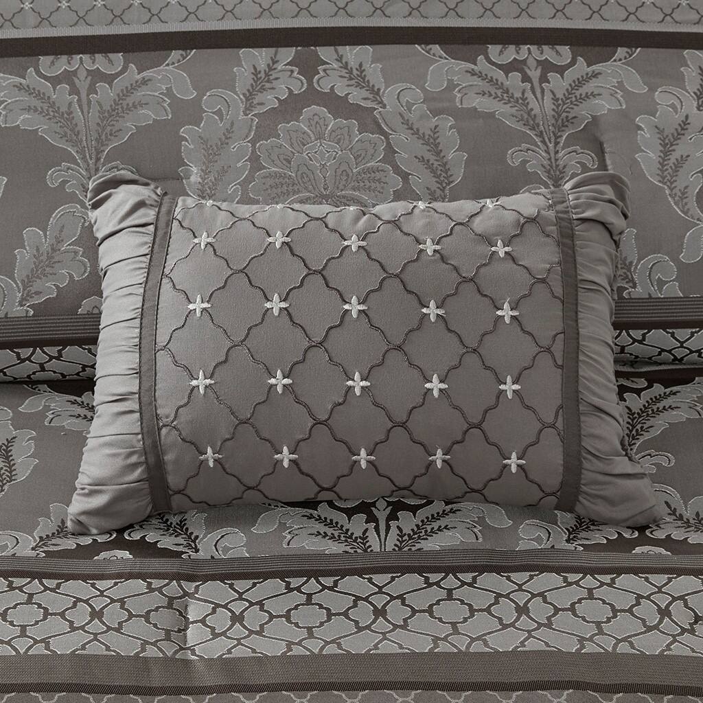 Alt View 2. Gracie Mills - Gracie Mills Bruce 7-Piece Jacquard Comforter Set - Grey.