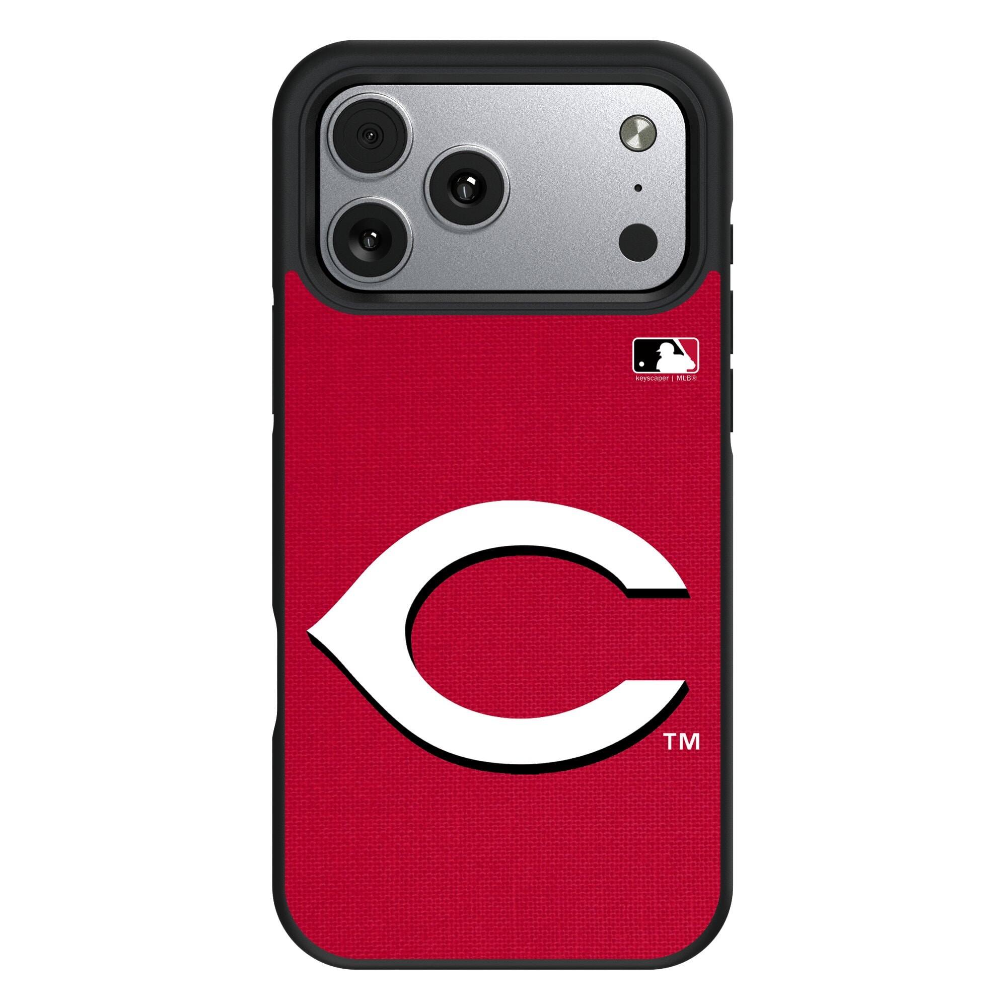 Front. Keyscaper - Cincinnati Reds Personalized Bump Case with 8.2ft Drop Protection - 15 Plus - Multicolor.