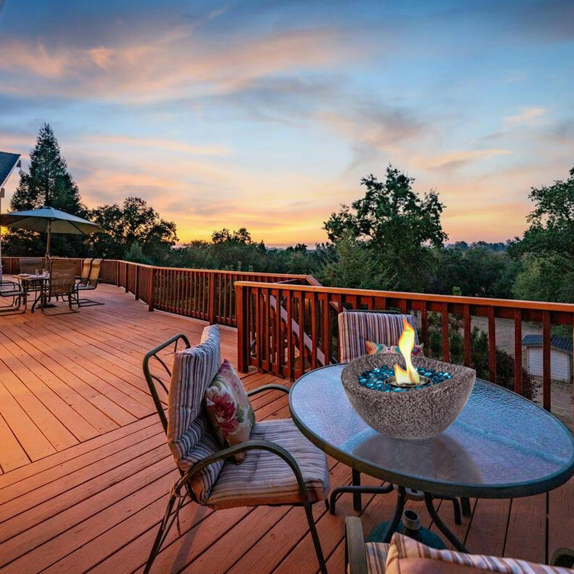 Angle. Lirago - 11" Table Top Fire Pit Portable Concrete Ethanol Fireplace for Outdoor and Indoor Use Smokeless Mini Fire Bowl - White.