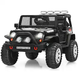 Costway - 12V Kids Ride On Truck Remote Control Electric Car with Lights&Music - Black