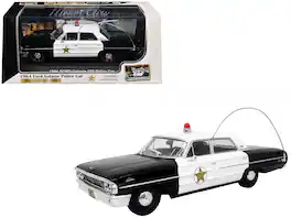 1964 Ford Galaxie 500 Police Car "Mount Airy Mayberry Sheriff" Black and White 1/43 Diecast Model by Iconic Replicas