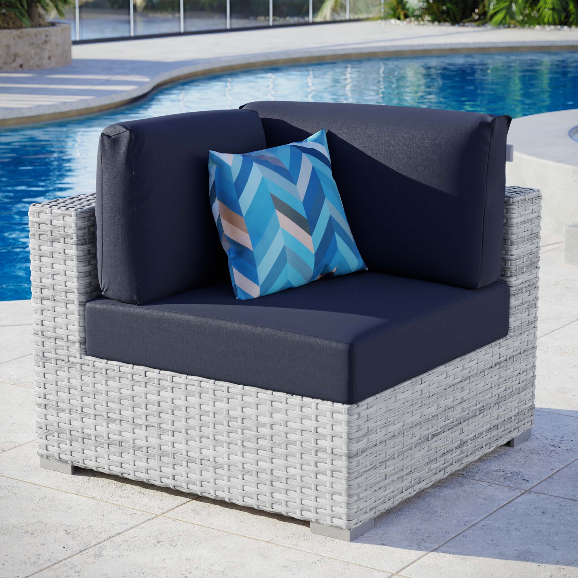 Front. Modway - Convene Outdoor Patio Corner Chair by Modway - Light Gray Navy.