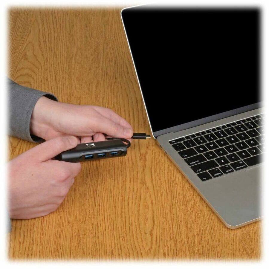 Alt View 5. Tripp Lite - Eaton Tripp Lite Series 4-Port USB-C Hub, USB 3.x (5Gbps), 4x USB-A Ports, Black - USB Type C - External - 4 USB Port(s) - Black.