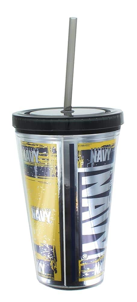 Nerd Block - U.S. Navy 16oz Carnival Cup w/ Straw - Black