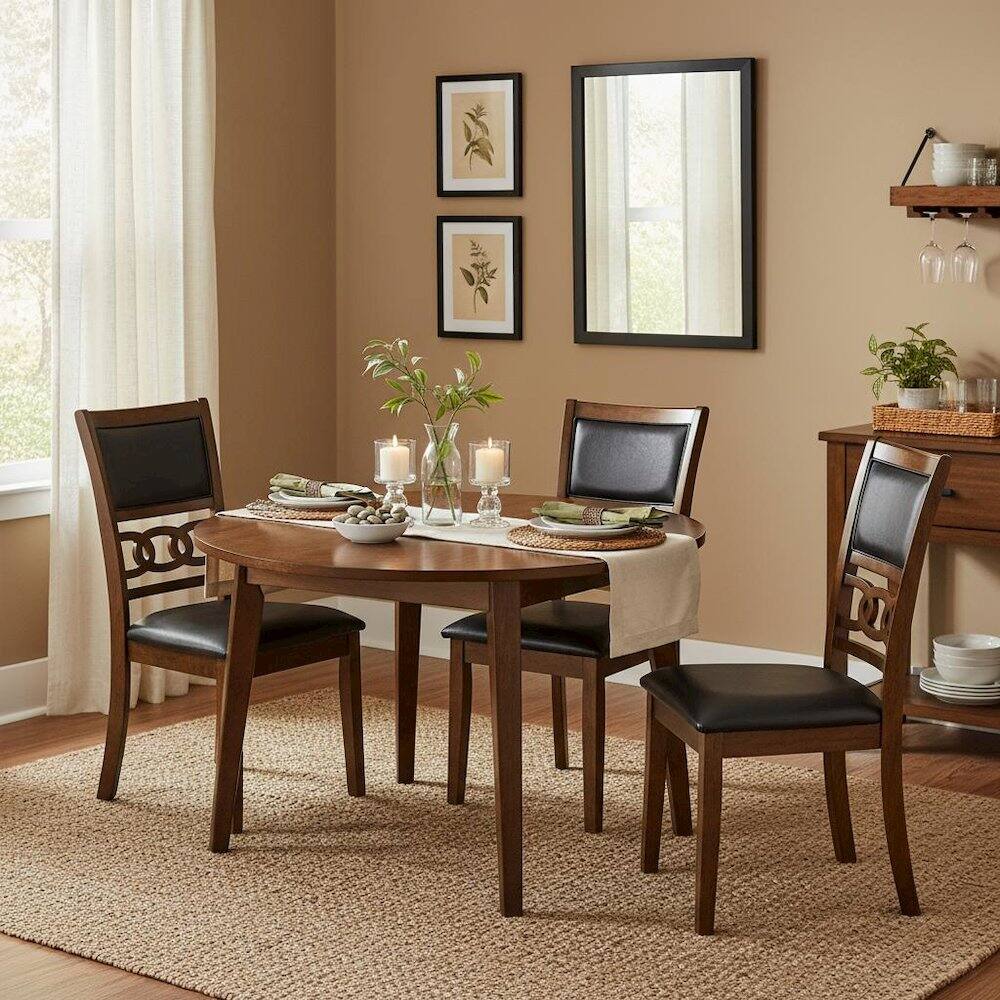 Alt View 4. FurniFact - Wood Dining Chair Set of 4 PU Seat Ebony Brown - Brown.