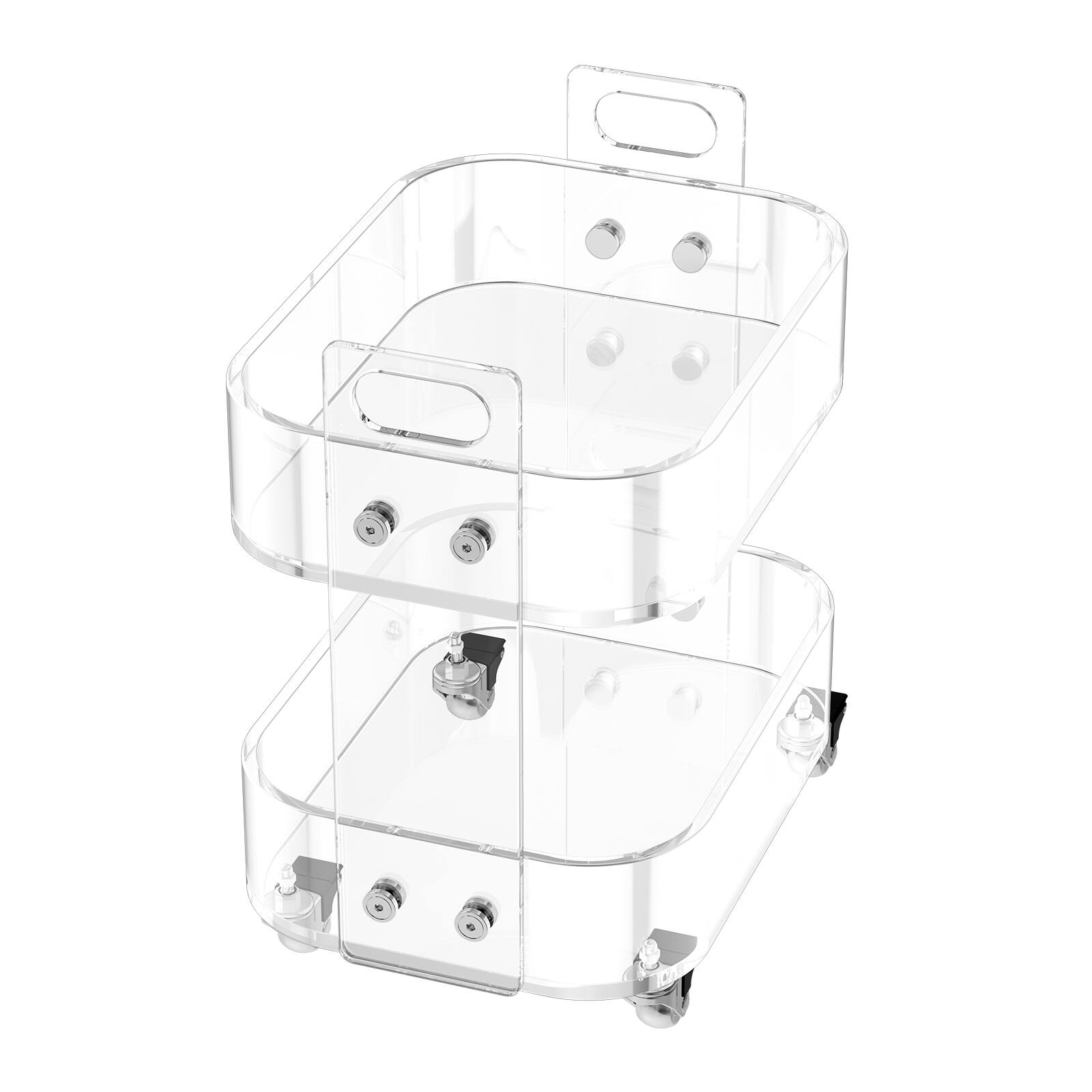 Alt View 5. VEVOR - Acrylic Table with Wheels, 2 Tiers Mobile Cart Table, Modern Rolling Acrylic Storage Desk, Clear Nightstand Side End - Colorless and transparent.