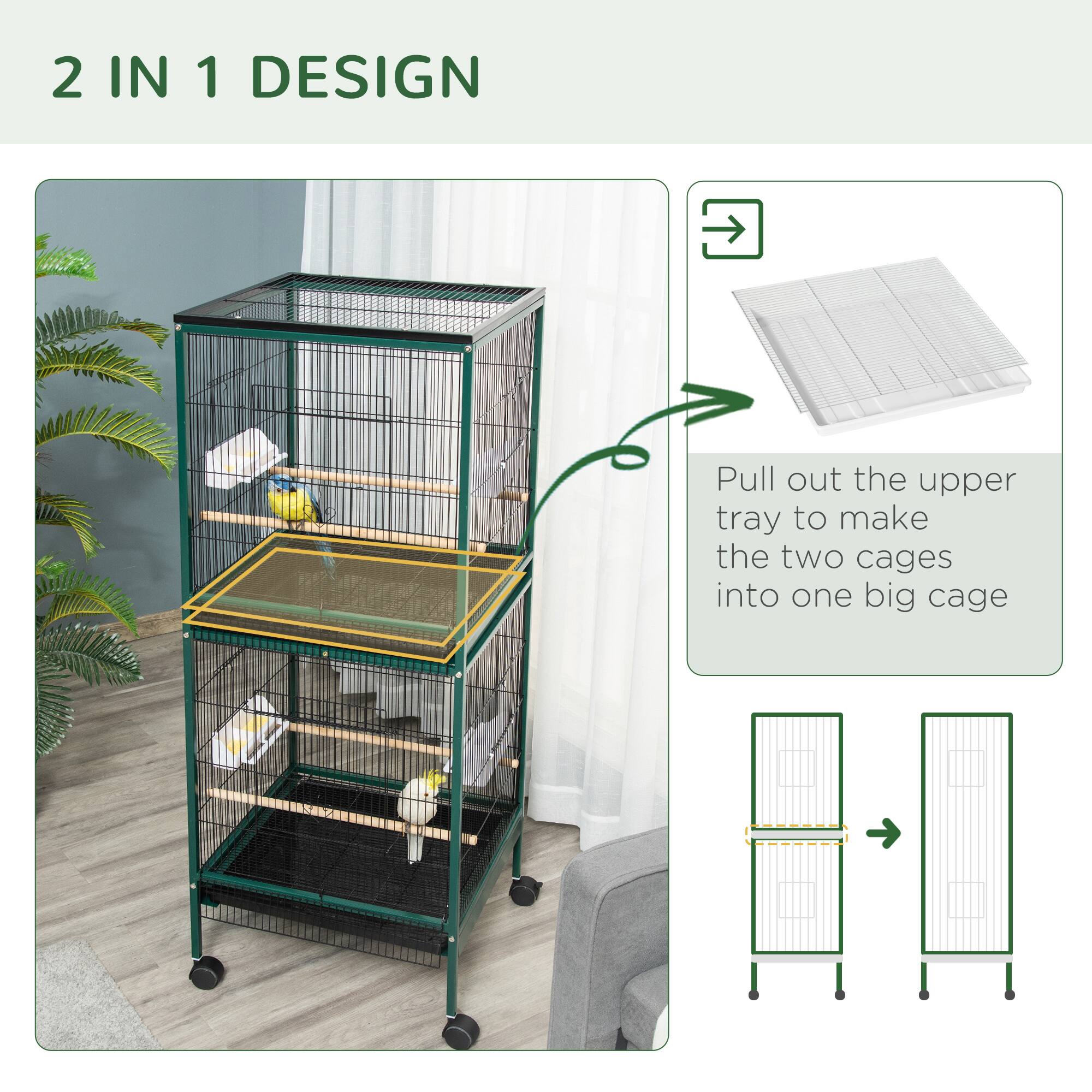 2 IN 1 DESIGN

Pull out the upper tray to make the two cages into one big cage