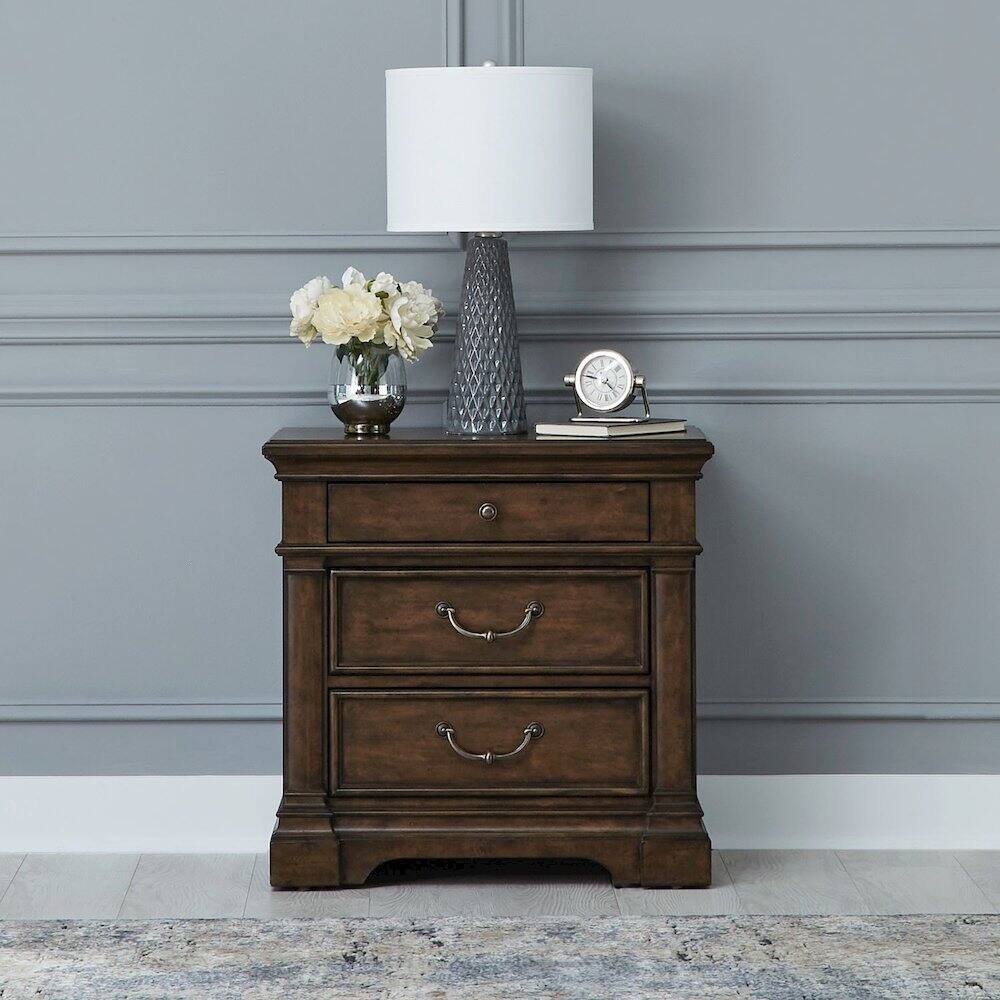 Alt View 10. Liberty Furniture Industries - Arden Road Bedroom Nightstand w/ Charging Station AC USB-A USB-C - Satin Cherry - Satin Cherry.