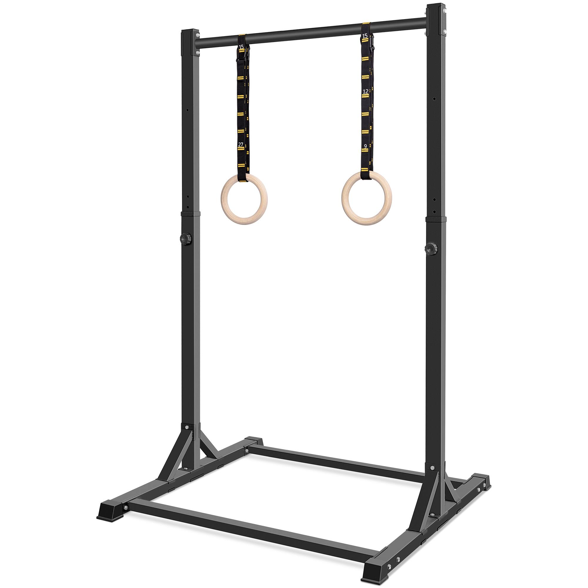 Front. KERDOM - Home Gymnastics Horizontal Bar, Adjustable Pull Up Bar Station, Power Tower Station for Home Gym, Pull Up Tower Station - Black.