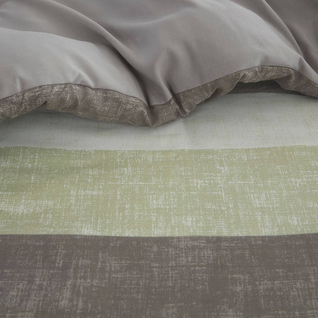 Alt View 5. Gracie Mills - Gracie Mills Ware Striped Comforter Set with Bed Sheets - Green/Grey.