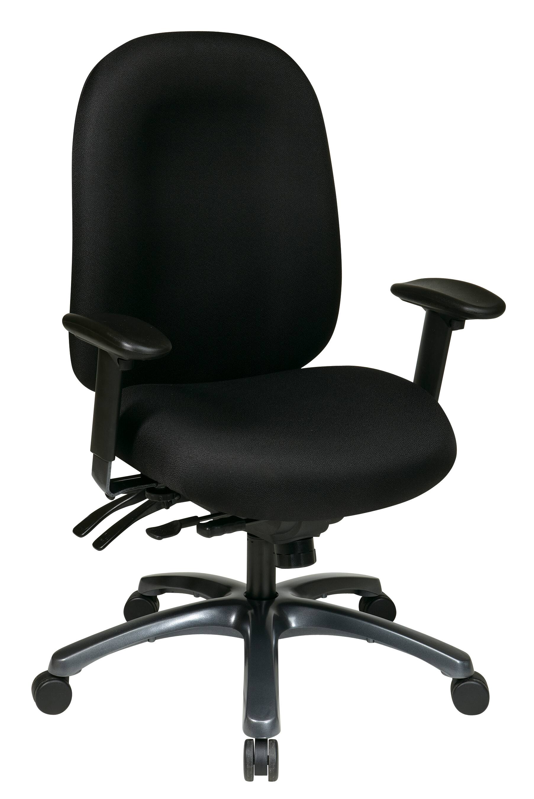 Office Star Products - Multi-Function High Back Chair with Seat Slider and Titanium Finish Base - Black price history on PriceWatchPro