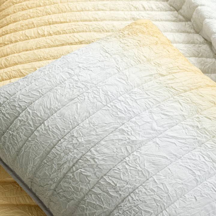 Back. Hivvago - King size Yellow Orange Grey Lightweight Crinkle Fabric 3 Piece Quilt Set - Yellow Orange Grey.