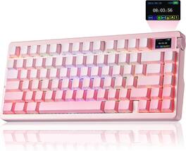 AULA - Nova75 Tri-Mode Gaming Keyboard - 75% Gasket Layout, TFT Smart Display, 8000mAh Battery, Hot-Swappable - Gradient Pink