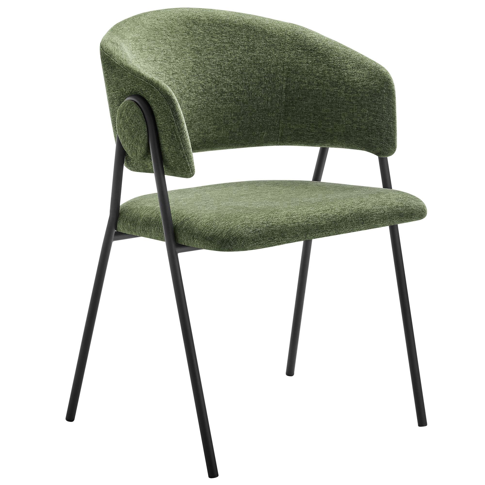 Back. Modway - Nella Upholstered Heathered Chenille Dining Chairs Set of 2 by Modway - Black.