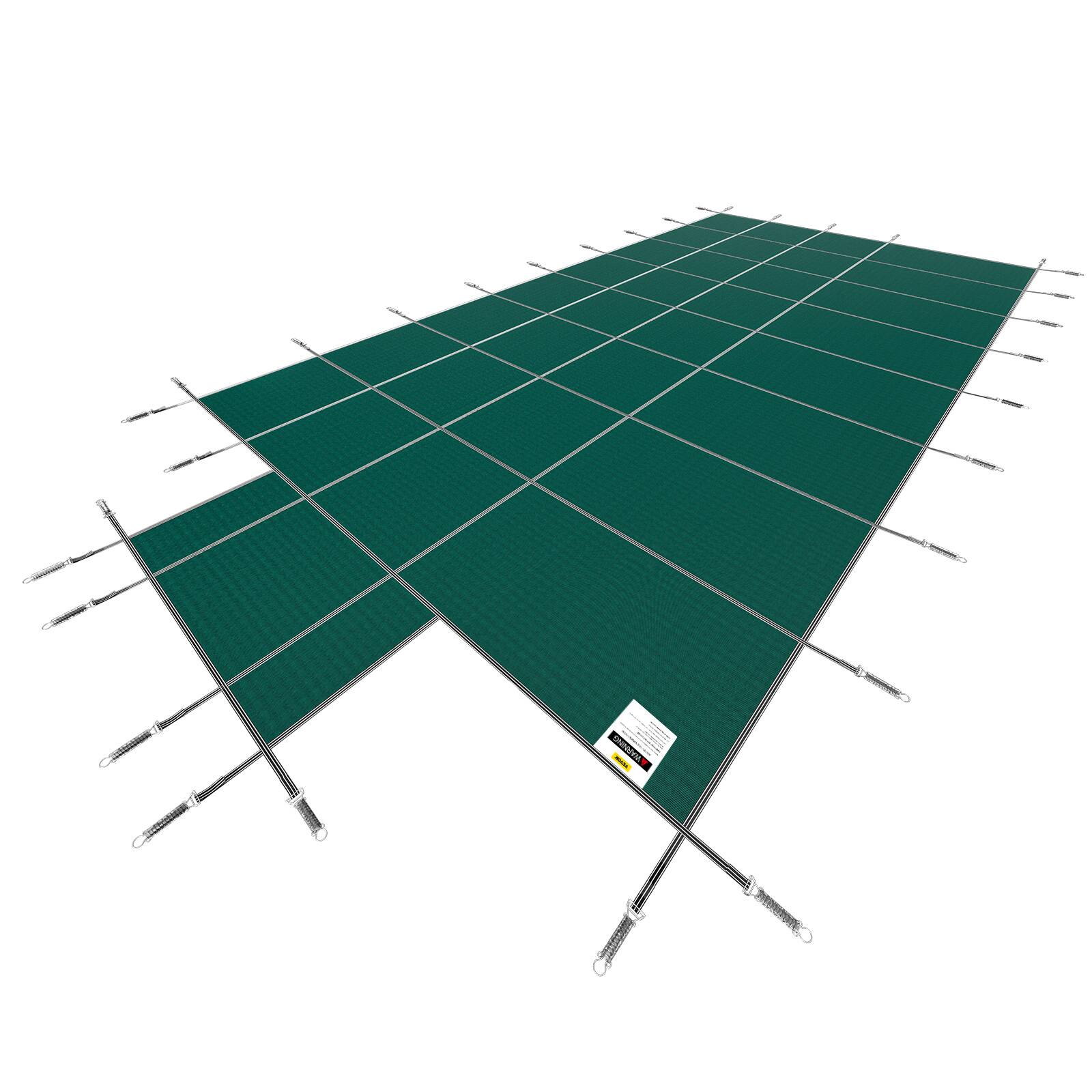 Alt View 5. VEVOR - Pool Safety Cover Fits 16x32ft Rectangle Inground Pools,with 4x10ft Center End Step, Mesh Solid Pool Cover - Green.
