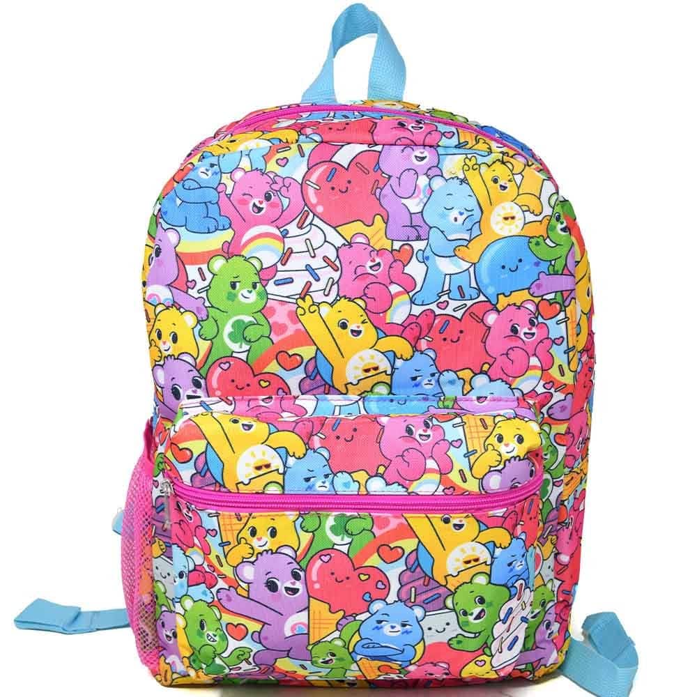 Care Bears - All Over Print Nylon Kids School Backpack 16", Colorful and Fun for Girls - Multicolored