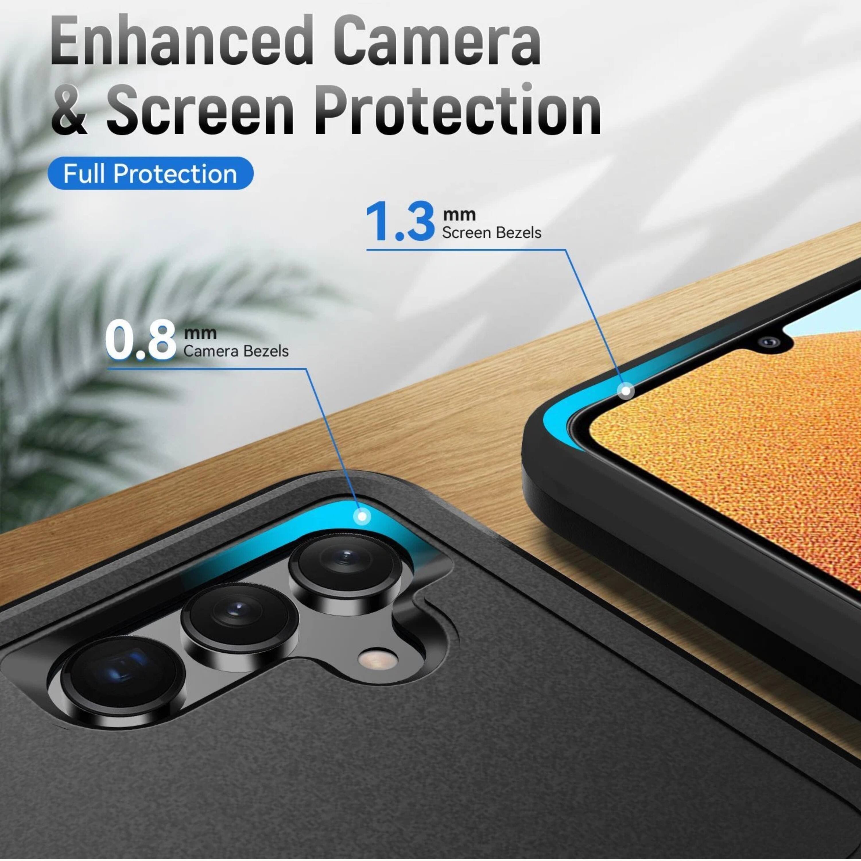 Enhanced Camera & Screen Protection  
Full Protection  
1.3 mm Screen Bezels  
0.8 mm Camera Bezels