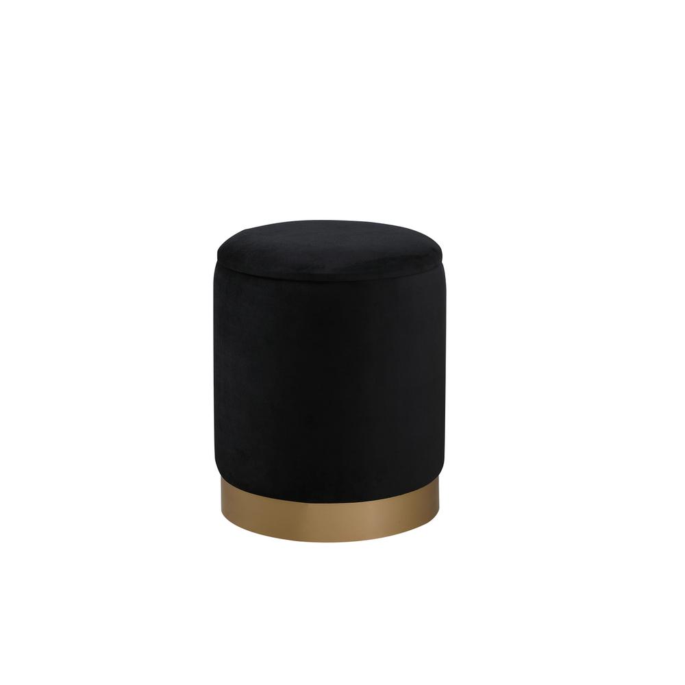 Back. Elegant Decor - Ozman round 14 inch ottoman in black - Black.