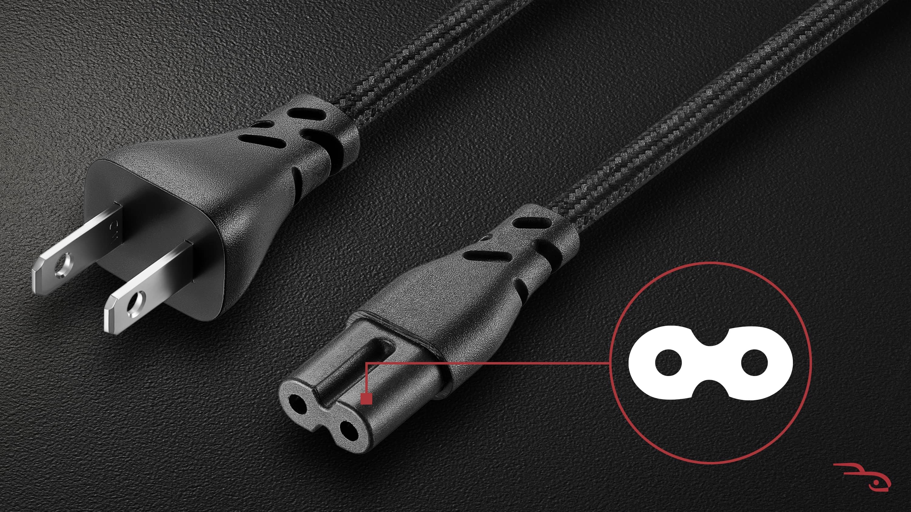 Alt View 1. Rocketfish™ - 8 ft. Non-Polarized Braided Power Cord - Black.