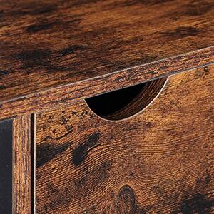 Back. Oumilen - Rustic Brown Nightstand with Charging Station, Industrial End Table with Flip-Top Storage - Rustic Brown.