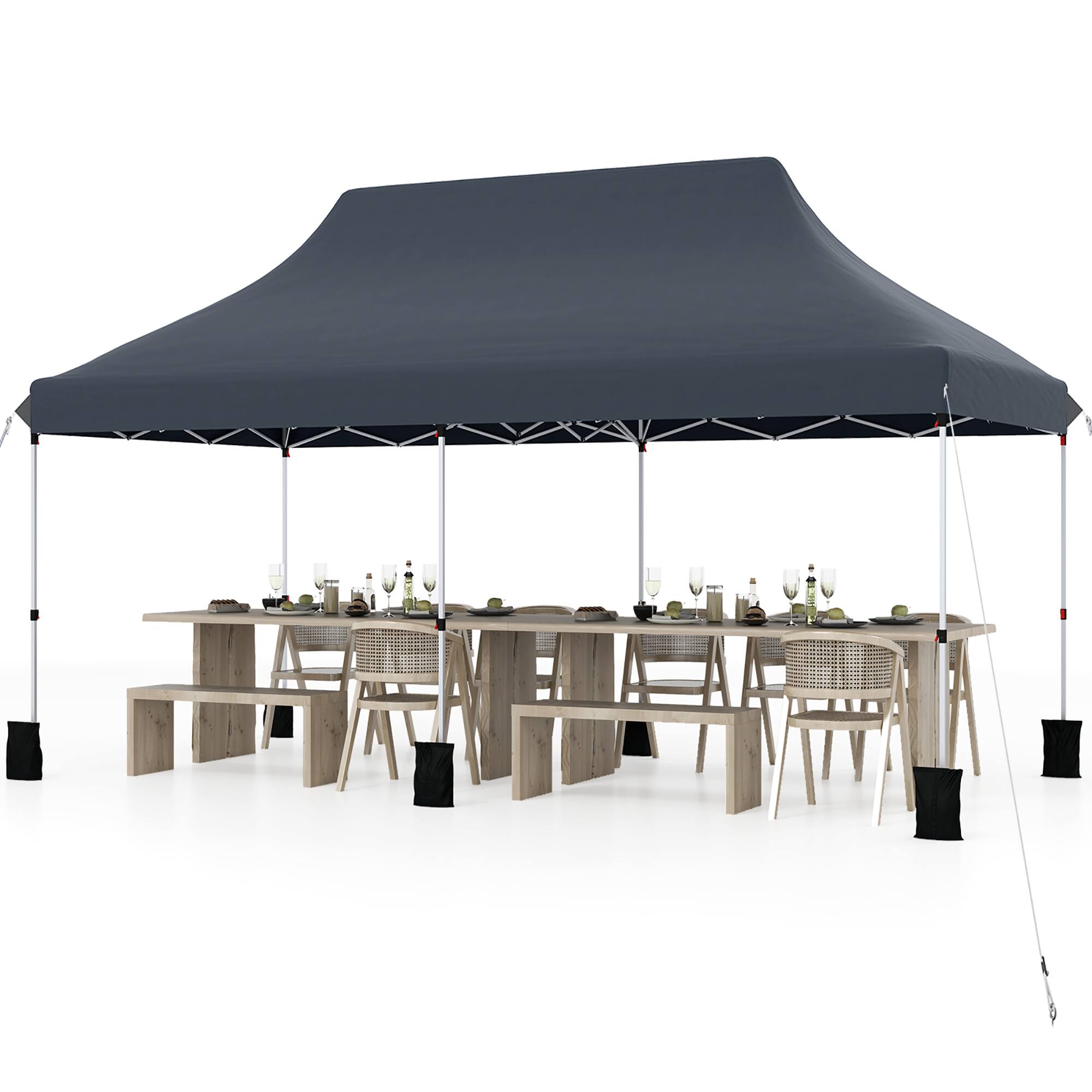 Alt View 9. Gymax - Gymax 10 x 20FT Pop-up Canopy Tent Folding Instant Sun Shelter w/ 3 Adjustable Heights Black - Black.