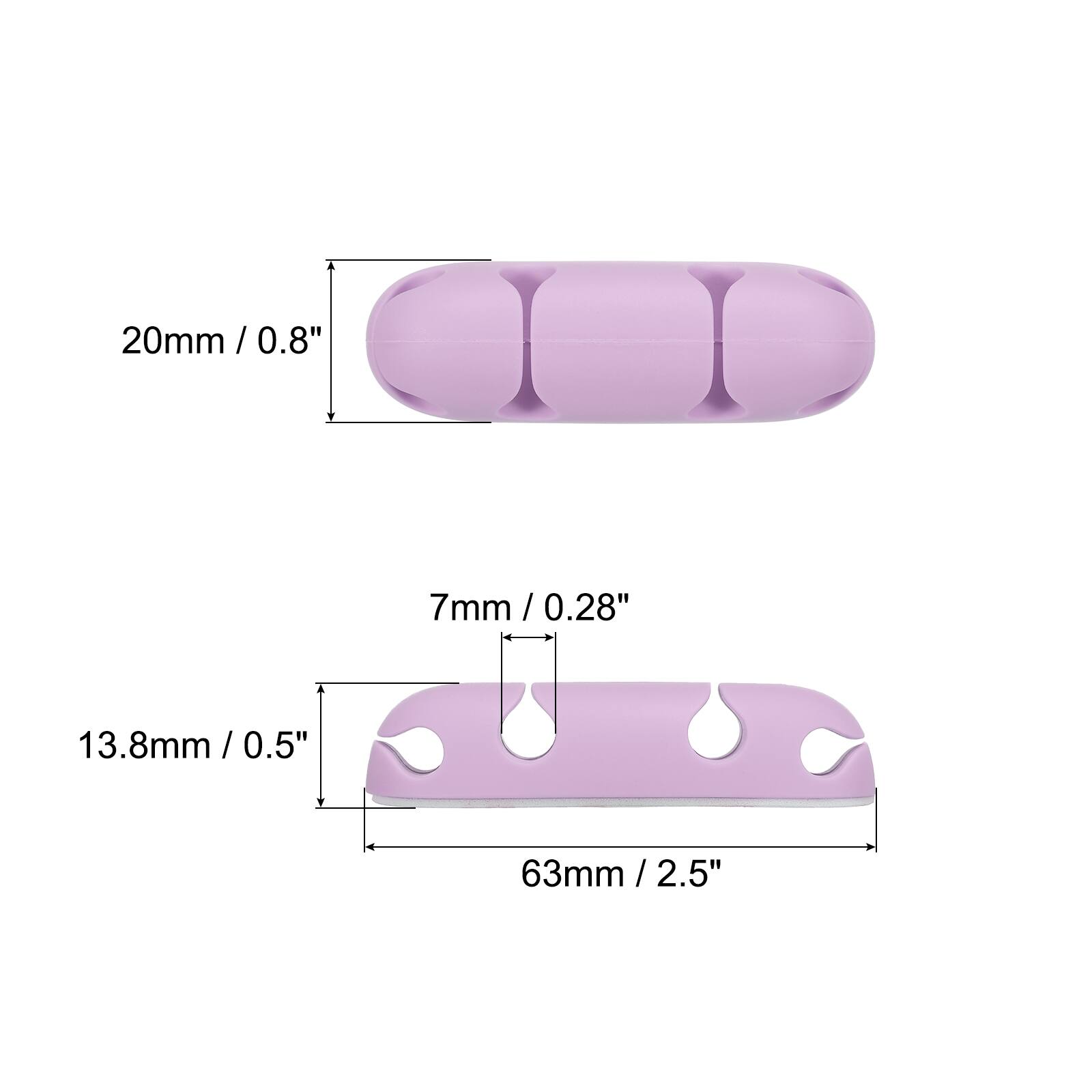 20mm / 0.8"  
7mm / 0.28"  
13.8mm / 0.5"  
63mm / 2.5"