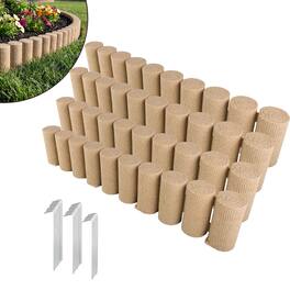 Pure Garden - Faux Wood Landscape Edging - 4 Pieces 41.5” L x 3.7” W x 7.5” H Flower Garden Border with 13.8ft Total Length, Tan