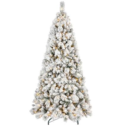 Front. Ecooso - 6FT Christmas Tree,350 LED Lights – 752 Tips, Snowy PVC & Hard Needle Branches, Hinged Design for Easy Setup,Metal Stand - Green,White.