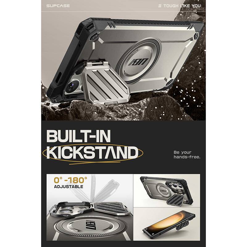 SUPCASE  
# TOUGH LIKE YOU  

BUILT-IN KICKSTAND  
Be your hands-free.  

0° - 180° ADJUSTABLE