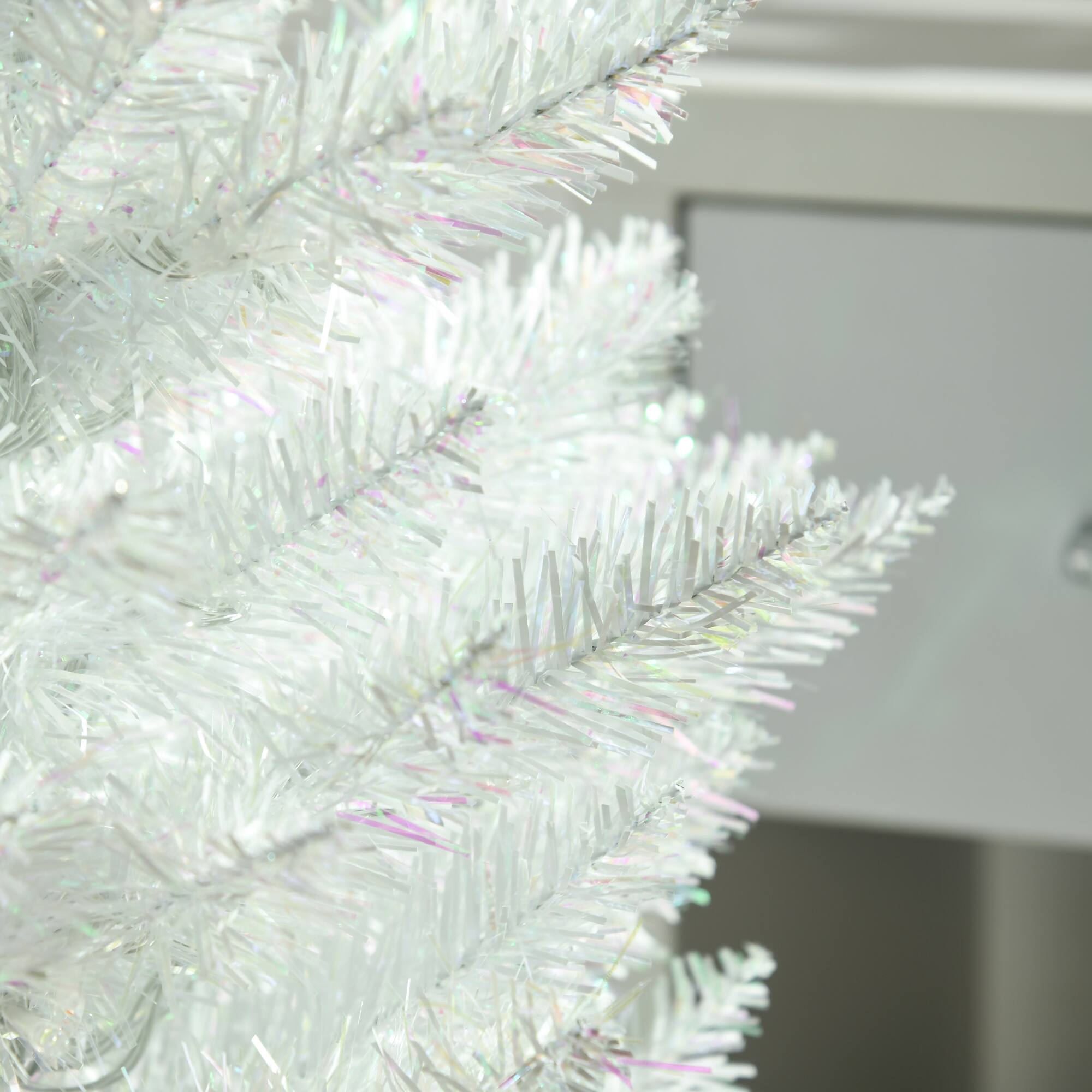 Alt View 8. Homcom - Prelit Pencil Artificial Christmas Tree, 360 Colorful Surface Branches, 200 Colorful LEDs - white.