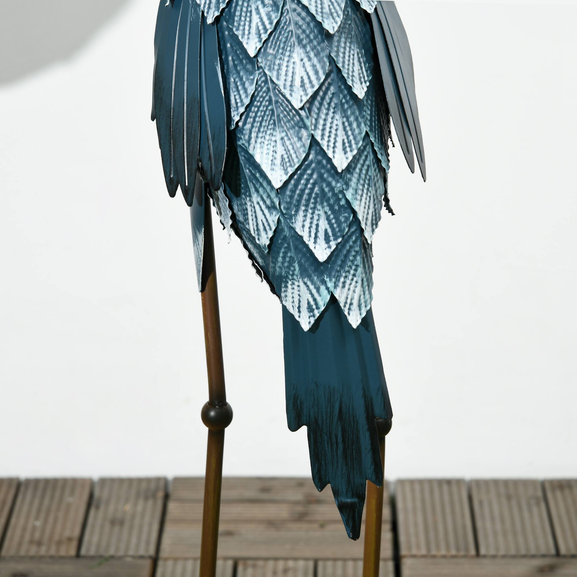 Alt View 7. Outsunny - Crane Garden Statues, 28.5" & 29" Standing Bird Sculptures, Metal Yard Art Decor for Lawn, Patio, Backyard - Blue.