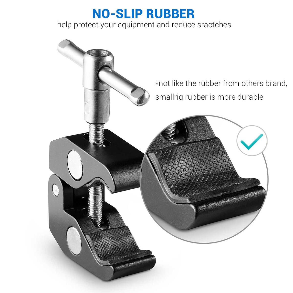 NO-SLIP RUBBER  
help protect your equipment and reduce scratches  

*not like the rubber from others brand, smallrig rubber is more durable