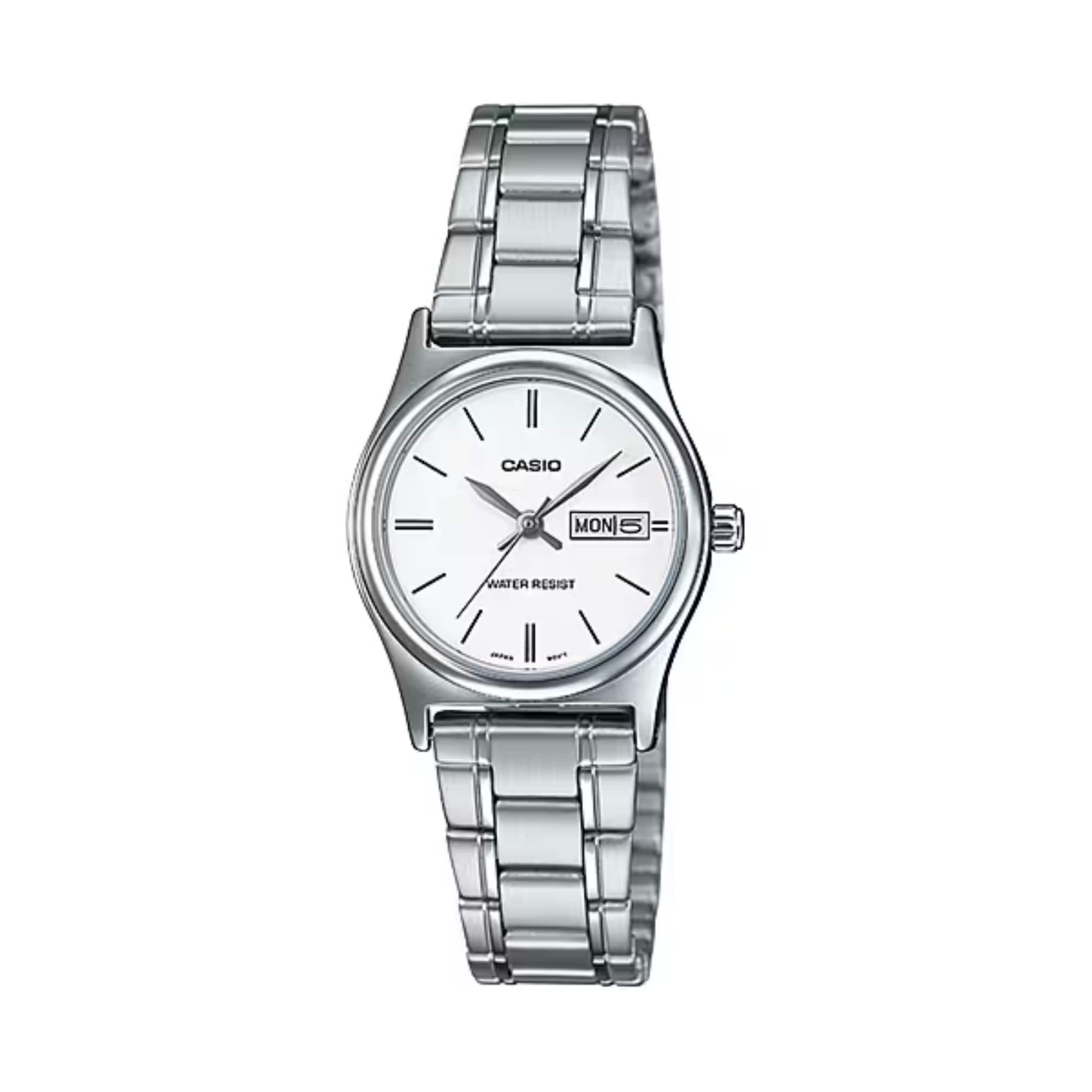Casio - Women's Stainless Steel White Dial Analog Watch - LTP-V006D-7B2UDF-NOBX-EW - Silver