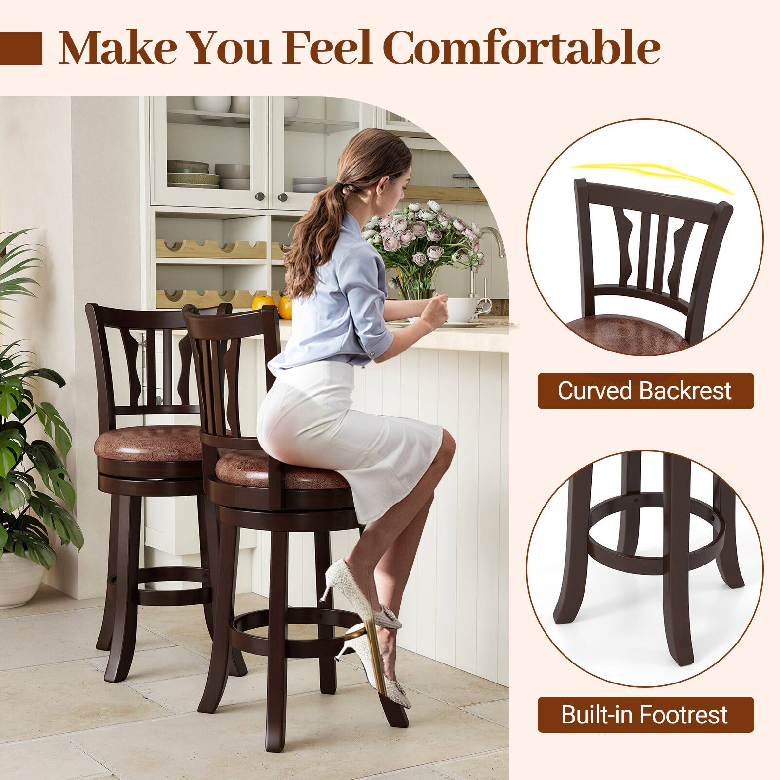 Make You Feel Comfortable

Curved Backrest

Built-in Footrest