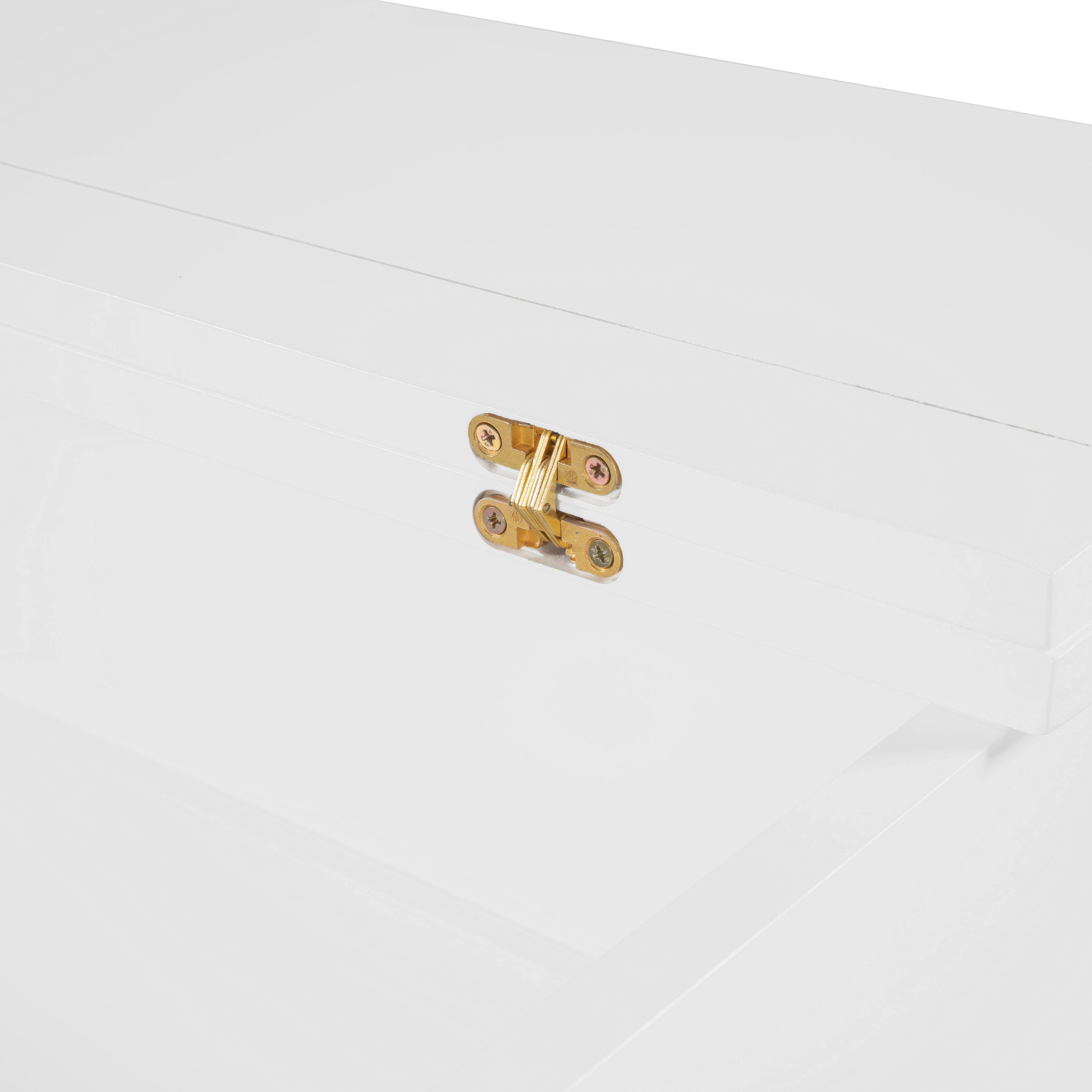 Alt View 9. Tiramisubest - Queen Size White Murphy Wall Bed, Solid Wood+MDF, Pulley, Drawer & Sockets/USB, Space-Saving - White.