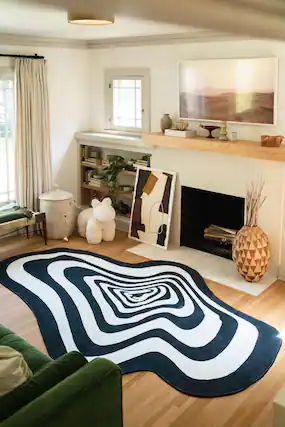 Front. Lanyspace - 5'x7' Area Rug, Washable Rugs Non-Slip Rugs, Easy Clean Soft Carpet, Vertigo Irregular Area Rug for Home Decor - Multicolor.