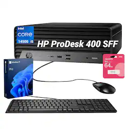 HP - Upgraded - ProDesk 400 Desktop - Intel Core i5-14500 -8GB RAM 512GB PCIe M.2 SSD - Wired K&M - Adata 64GB USB Drive - Black