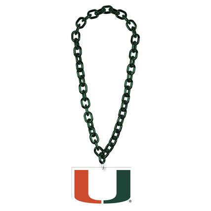 Front. WinCraft - Miami Hurricanes Big Chain Logo Necklace - Multicolor.