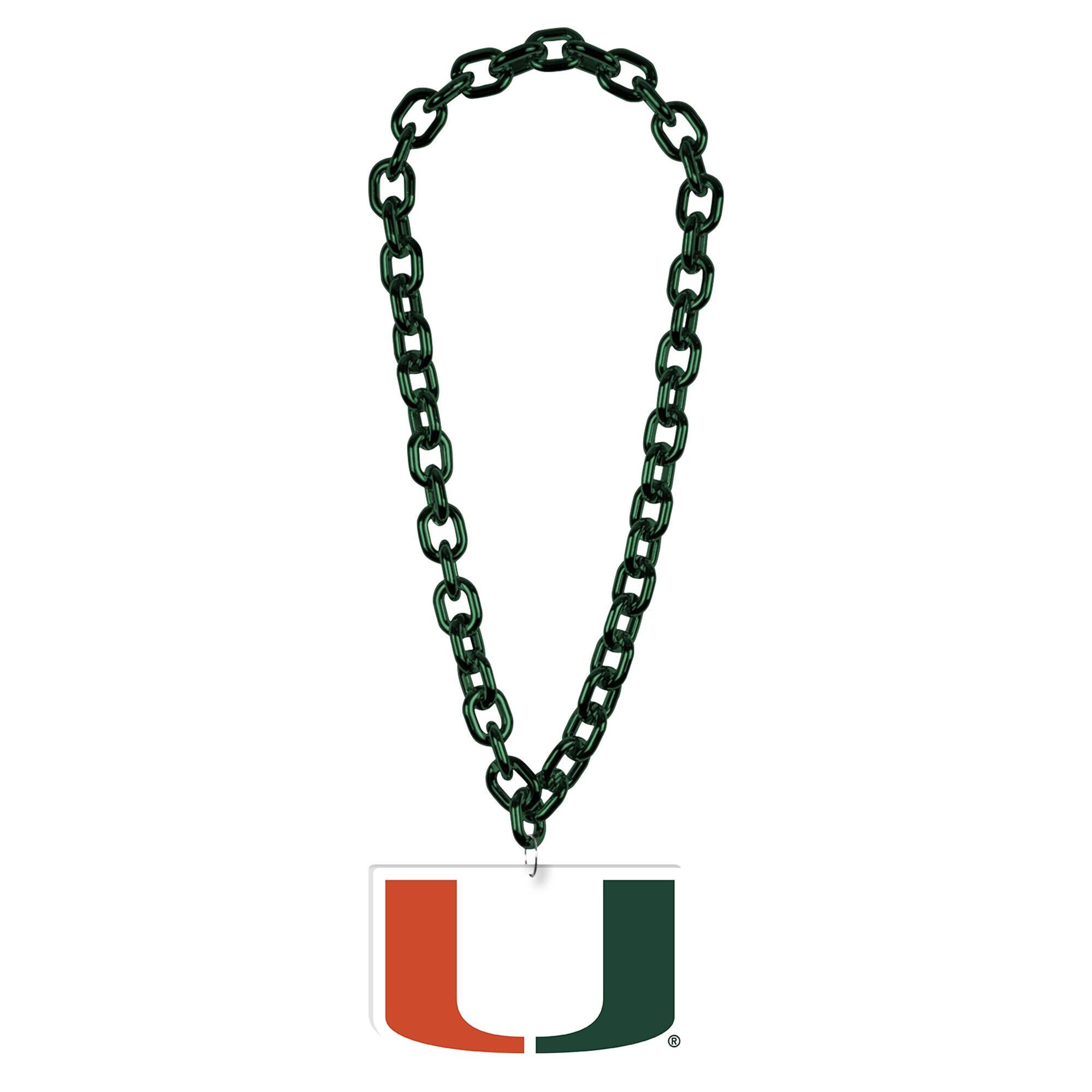 Front. WinCraft - Miami Hurricanes Big Chain Logo Necklace - Multicolor.