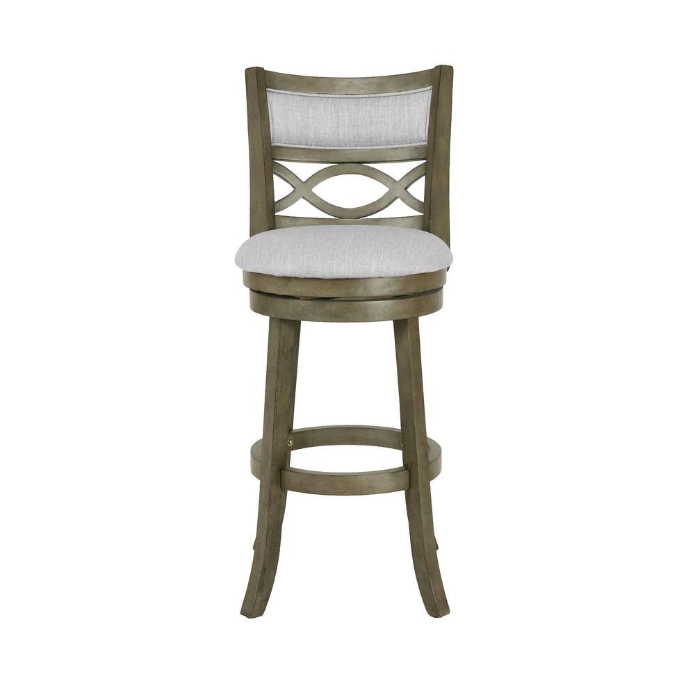 Angle. New Classic Furniture - Manchester 29" Solid Wood Bar Stool with Fabric Seat in Ant Gray - Gray.
