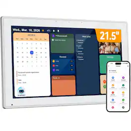 MESWAO - 21.5-Inch Smart Digital Calendar, HD Touchscreen, Syncs Google, Outlook and iCloud, Chore Chart, Meal Planner - White
