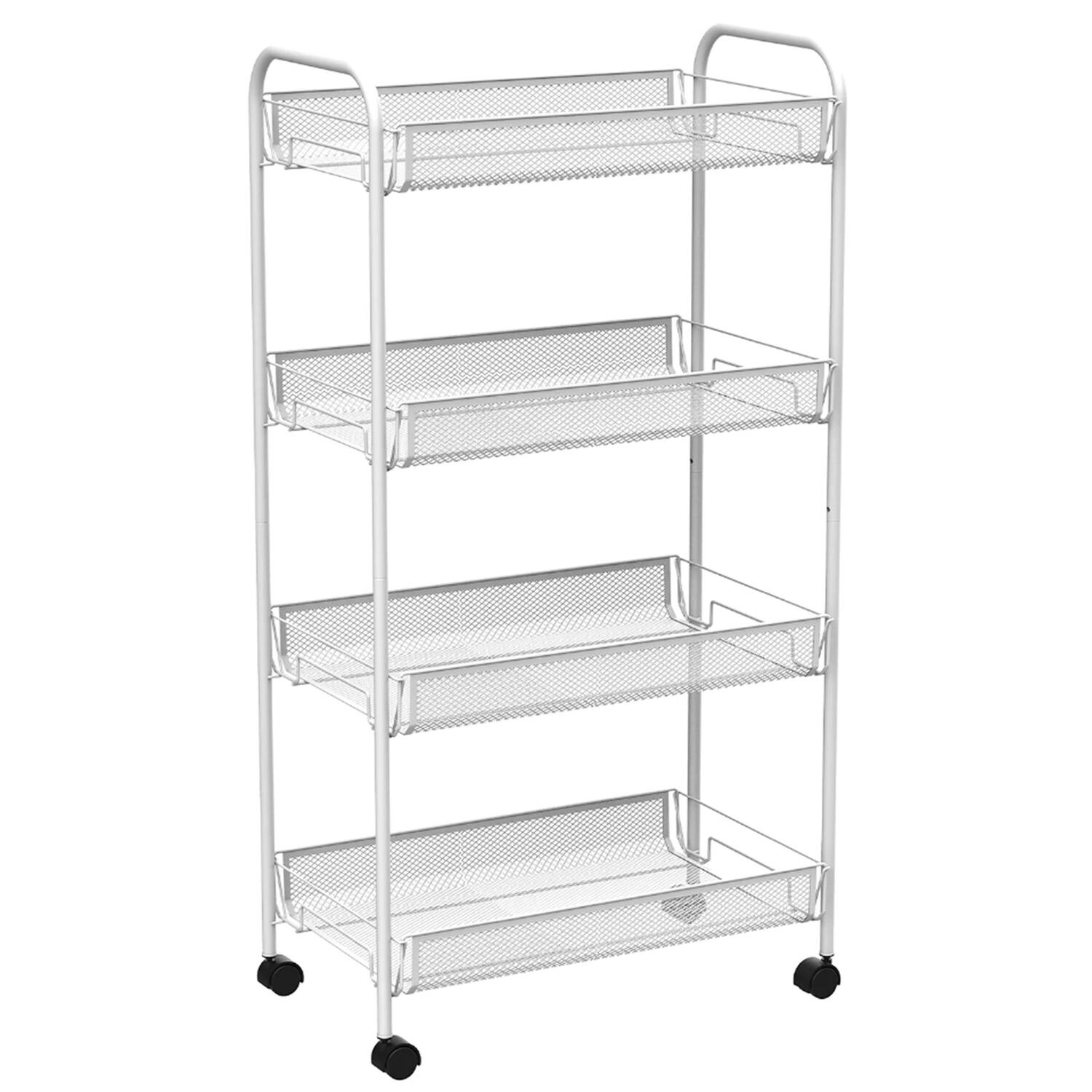 Alt View 2. Better Houseware - Better Houseware 2002 4-shelf Wheeled Metal Trolley, White - white.