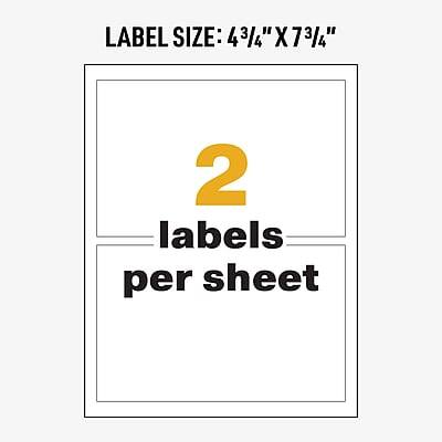 LABEL SIZE: 4 3/4" X 7 3/4"  
2 labels per sheet