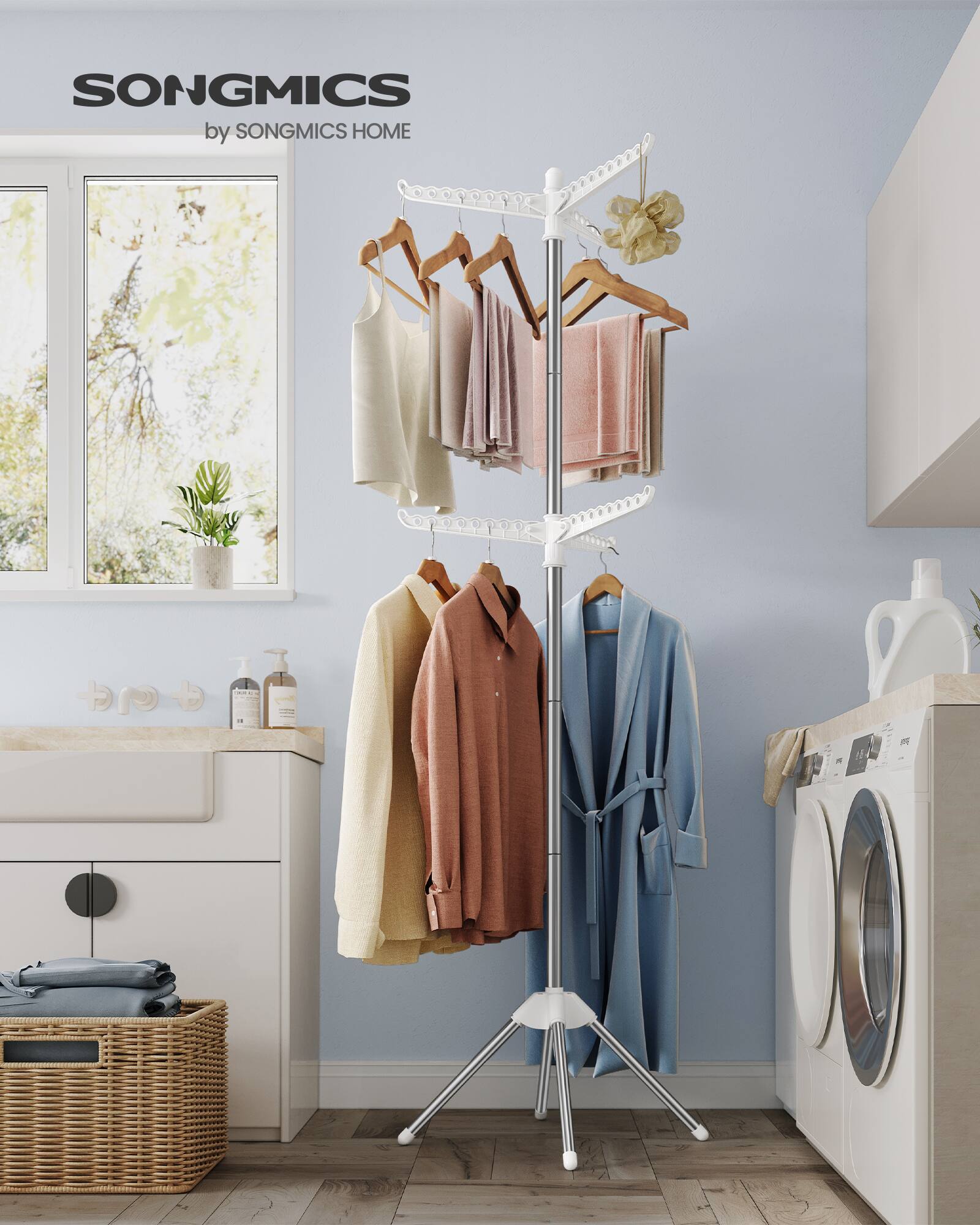 Songmics Home 2 Tier Clothes Drying Rack, 75.2 Inch Folding Laundry ...