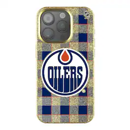Keyscaper - NHL - Edmonton Oilers Plaid Bling iPhone Case - 15 - Gold