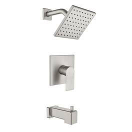 Boyel Living - Shower Set with 6 Inch Square Shower Head and Pressure Balance Valve - Brushed Nickel