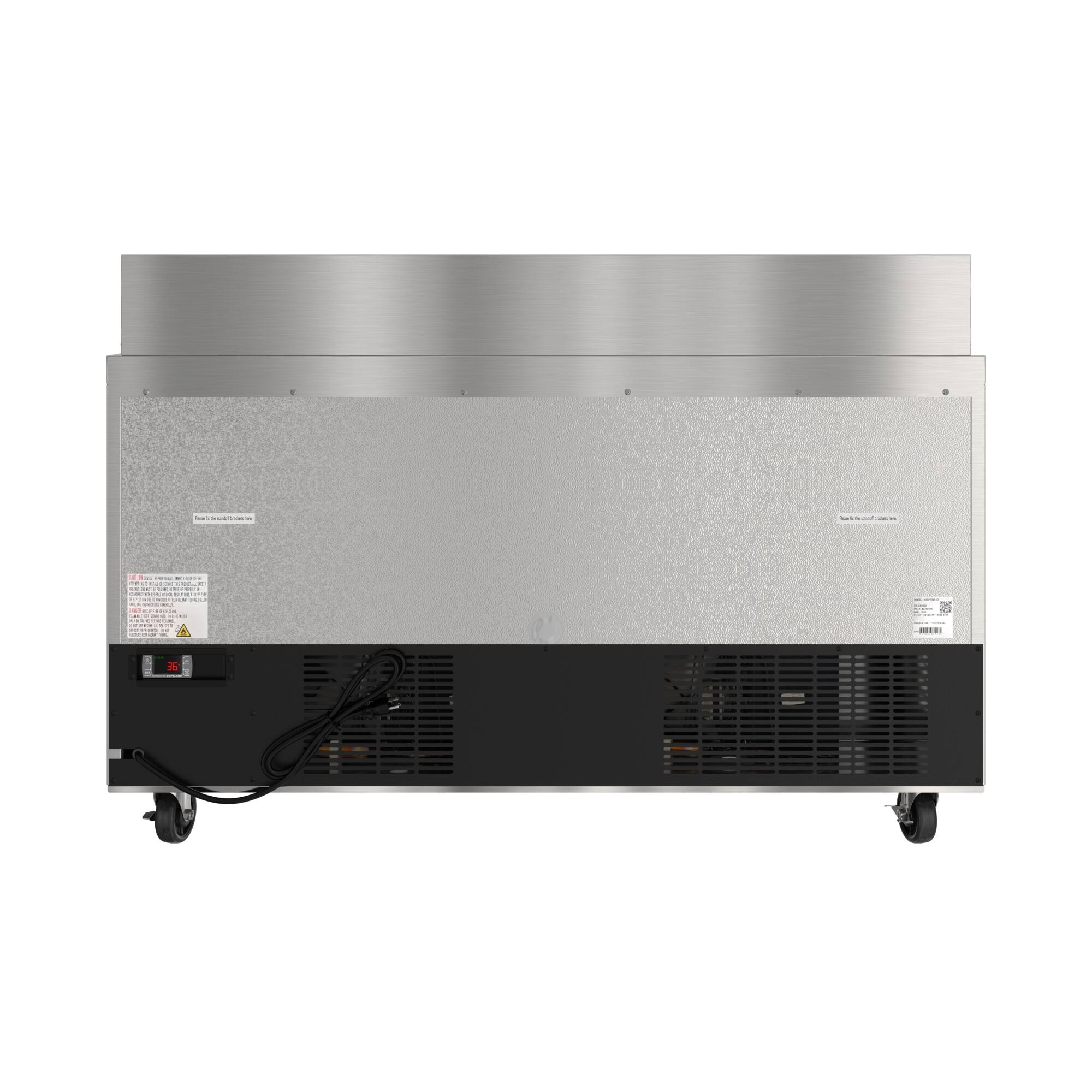 Alt View 9. Koolmore - 60 in. Commercial 2-Door Refrigerated Salad and Sandwich Prep Table, 16 Pan Capacity and 18.4 Cu. Ft. of Storage - Stainless steel.