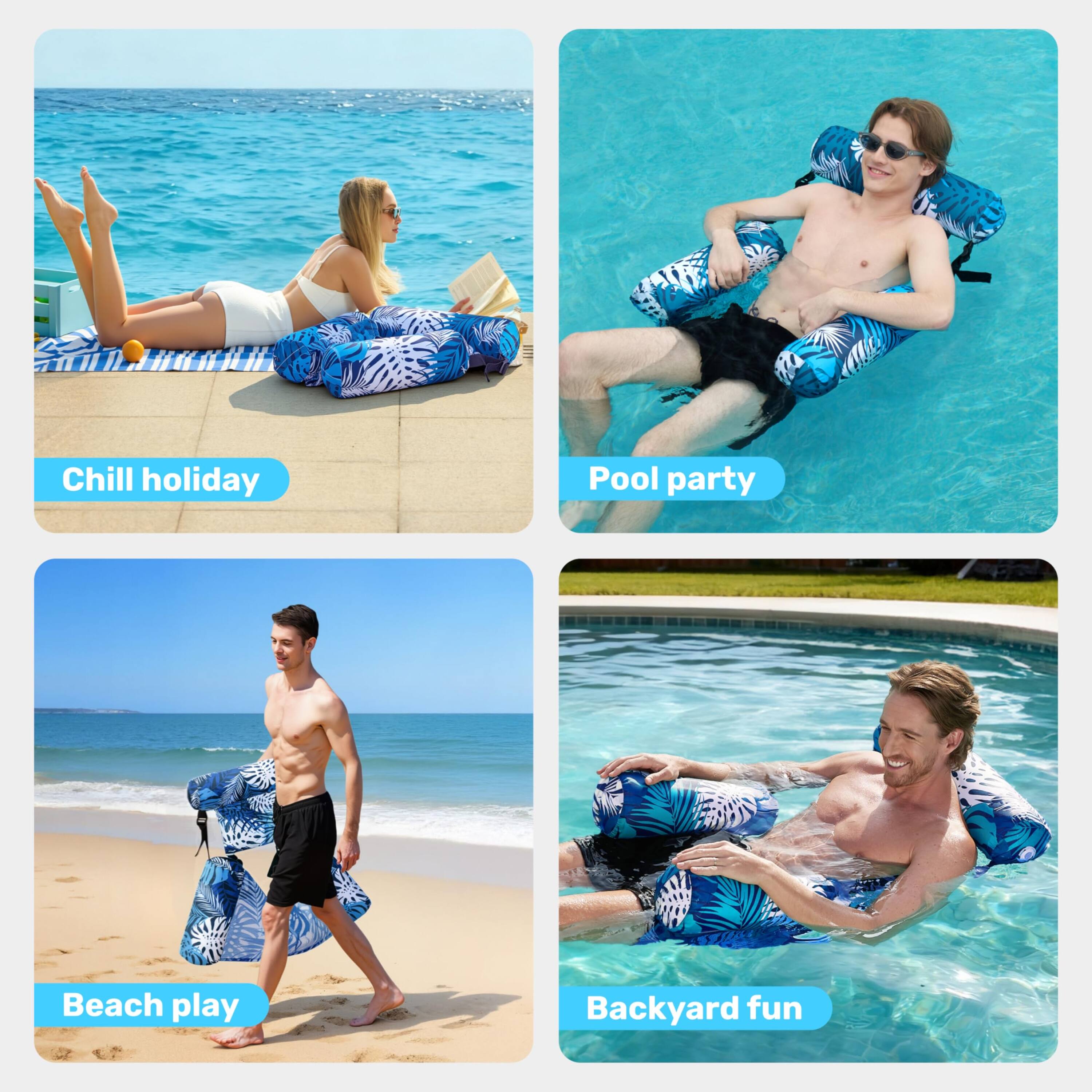 Chill holiday  
Pool party  
Beach play  
Backyard fun