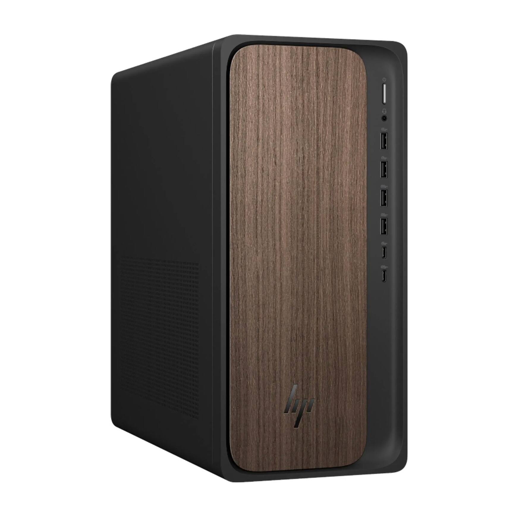 Alt View 7. HP - OmniDesk Desktop (Ultra 5 225, 32GB, 2TB SSD, Intel Graphics, WiFi 6, Bluetooth 5.4, Win 11 Pro) w/USB Hub - Dark Wood.