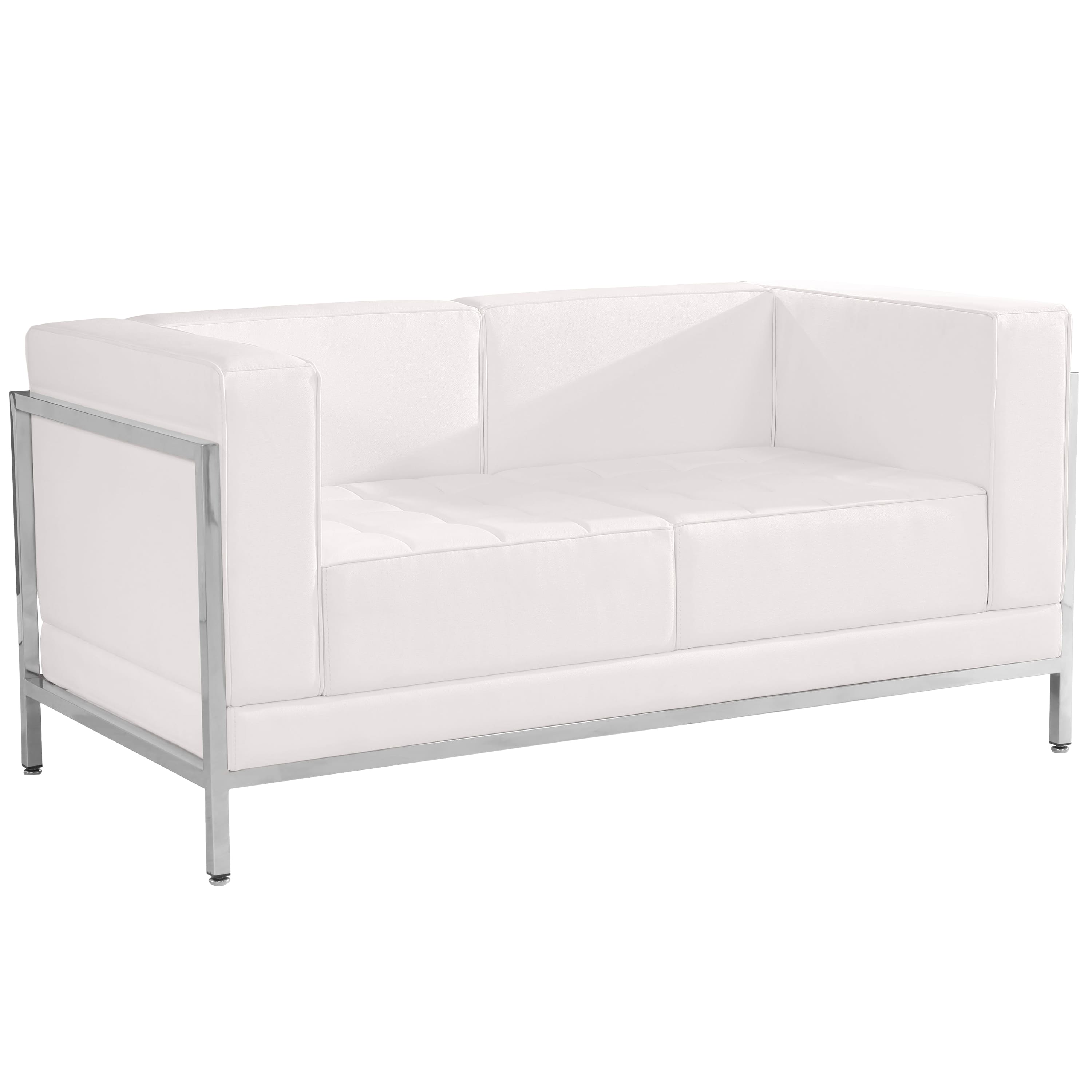 Flash Furniture - HERCULES Imagination Series Contemporary Melrose White LeatherSoft Loveseat with Encasing Frame - White